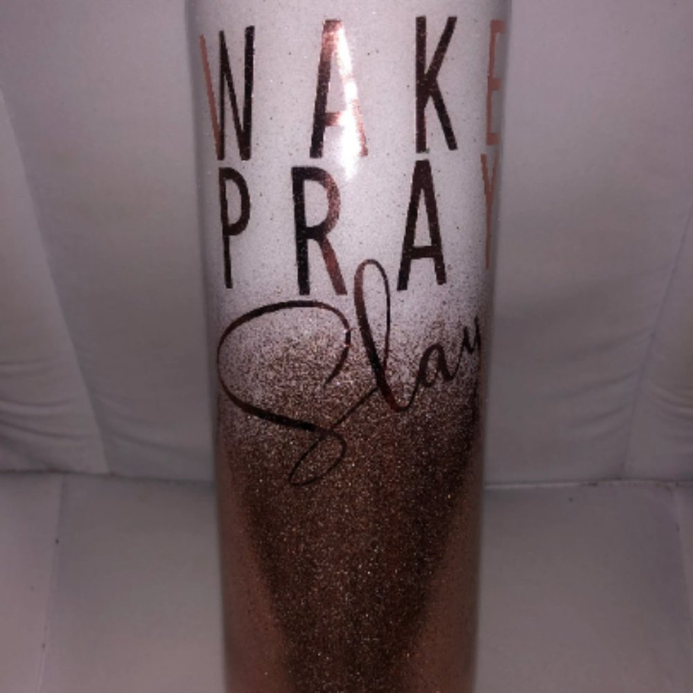 Gold and White Glitter Tumbler